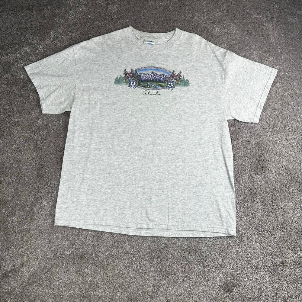 Vintage 90s Alaska Souvenir T-Shirt Tennessee River Size XL Gray Graphic Tee
